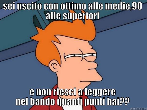 SEI USCITO CON OTTIMO ALLE MEDIE,90 ALLE SUPERIORI E NON RIESCI A LEGGERE NEL BANDO QUANTI PUNTI HAI?? Futurama Fry