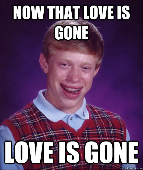 now that love is gone love is gone  Bad Luck Brian