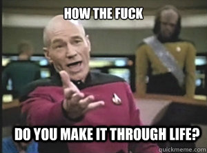 how the fuck do you make it through life?  Annoyed Picard