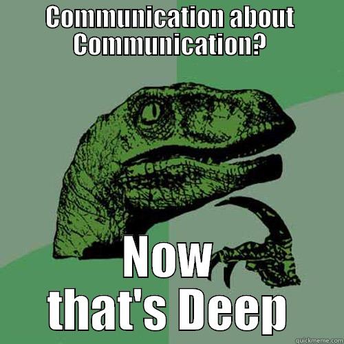 metacommunication meme - COMMUNICATION ABOUT COMMUNICATION? NOW THAT'S DEEP Philosoraptor