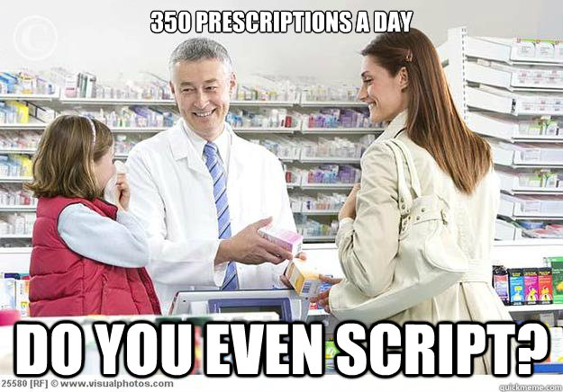 350 Prescriptions a Day Do you even Script?  Smug Pharmacist