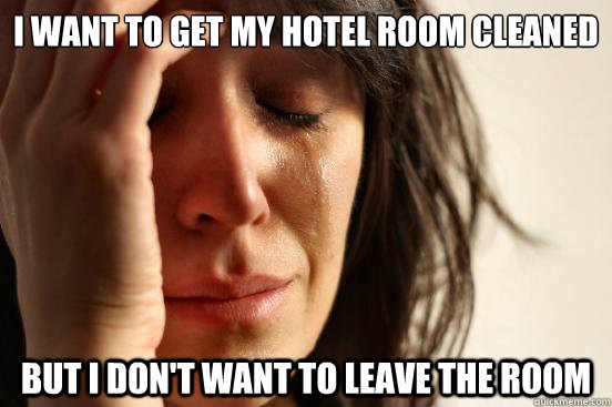 I want to get my hotel room cleaned But I don't want to leave the room - I want to get my hotel room cleaned But I don't want to leave the room  First World Problems