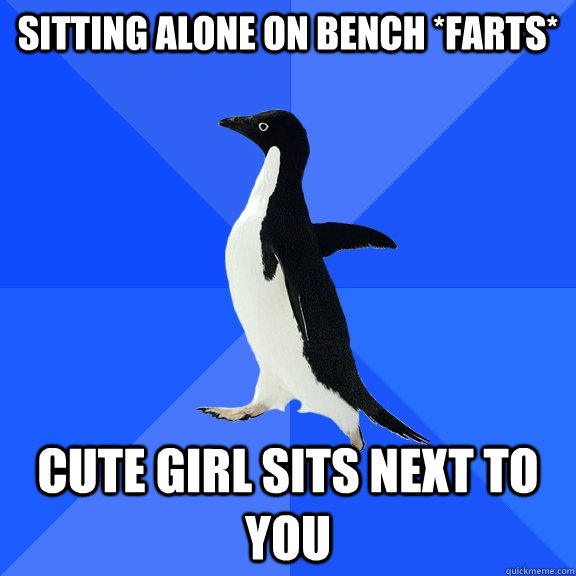 sitting alone on bench *farts* cute girl sits next to you  Socially Awkward Penguin