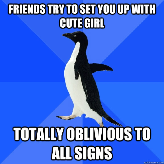 Friends try to set you up with cute girl Totally oblivious to all signs - Friends try to set you up with cute girl Totally oblivious to all signs  Socially Awkward Penguin