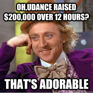 Oh,Udance raised $200,000 over 12 hours? That's Adorable  Creepy Wonka