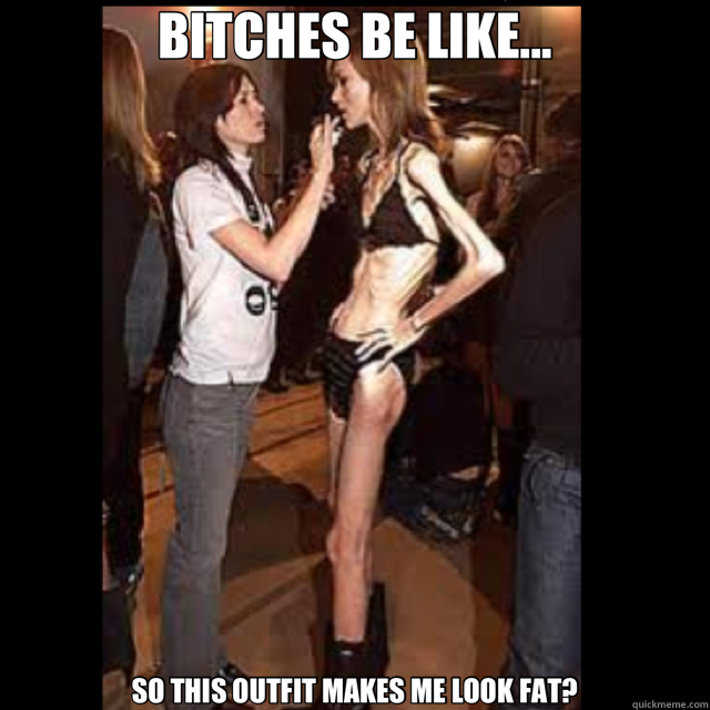 BITCHES BE LIKE... SO THIS OUTFIT MAKES ME LOOK FAT?  anorexic