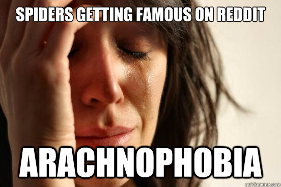 Spiders getting famous on reddit arachnophobia  First World Problems