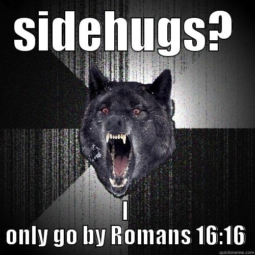 SIDEHUGS? I ONLY GO BY ROMANS 16:16 Insanity Wolf