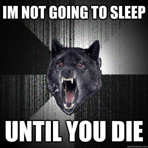 Im Not going to sleep  until you die  Insanity Wolf