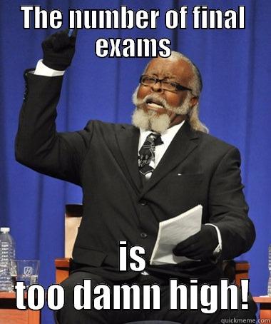 THE NUMBER OF FINAL EXAMS IS TOO DAMN HIGH! The Rent Is Too Damn High