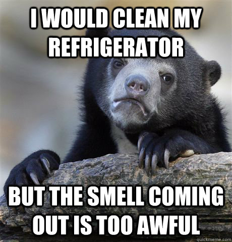 I would clean my refrigerator but the smell coming out is too awful - I would clean my refrigerator but the smell coming out is too awful  Confession Bear