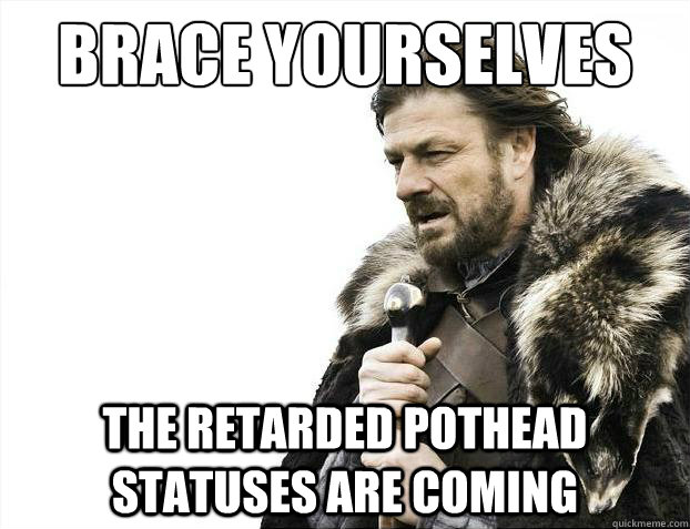 Brace yourselves the retarded pothead statuses are coming  Brace Yourselves - Borimir