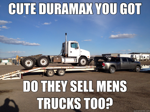 CUTE DURAMAX YOU GOT DO THEY SELL MENS TRUCKS TOO?  dodge 