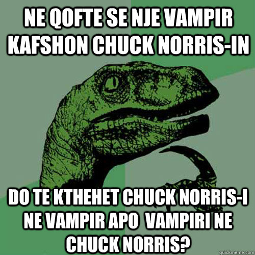 nE QOFTE SE NJE VAMPIR KAFSHON CHUCK NORRIS-IN dO TE KTHEHET CHUCK NORRIS-I NE VAMPIR APO  VAMPIRI NE CHUCK NORRIS?  Philosoraptor