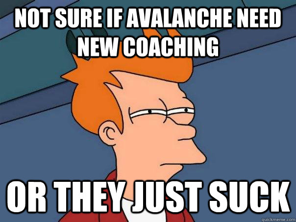 Not sure if Avalanche need new coaching Or they just suck  Futurama Fry
