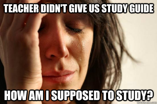 Teacher didn't give us study guide How am I supposed to study?  First World Problems