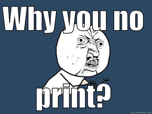 WHY YOU NO  PRINT? Y U No