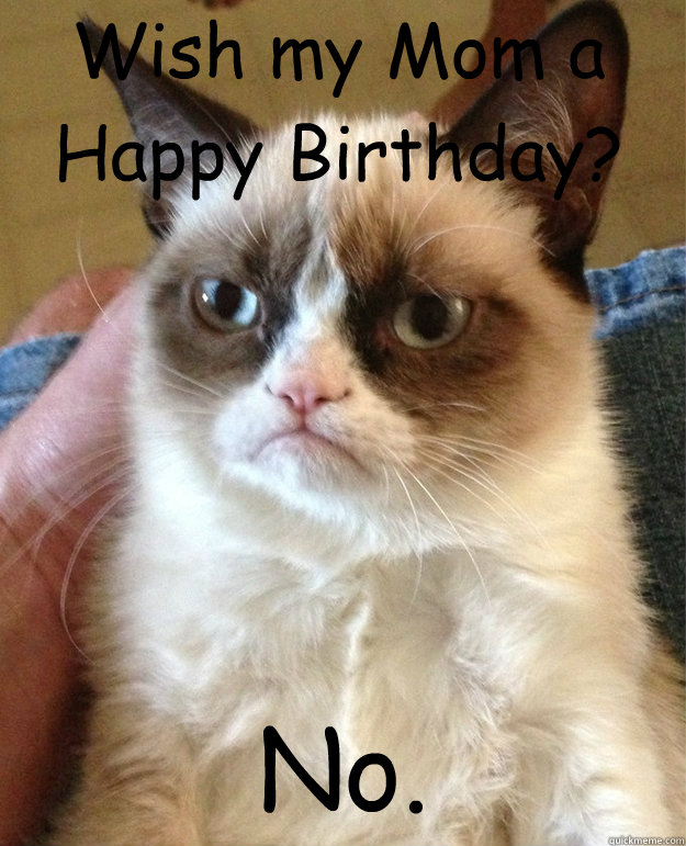 Wish my Mom a Happy Birthday? No.  grumpy cat birthday