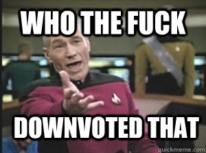 Who the fuck downvoted that  Annoyed Picard