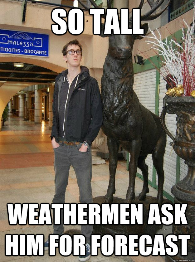 So tall Weathermen ask him for forecast  Really Tall Redditor