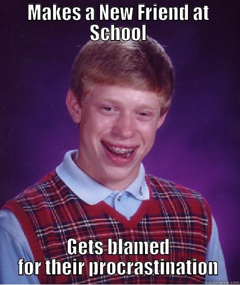 MAKES A NEW FRIEND AT SCHOOL GETS BLAMED FOR THEIR PROCRASTINATION Bad Luck Brian