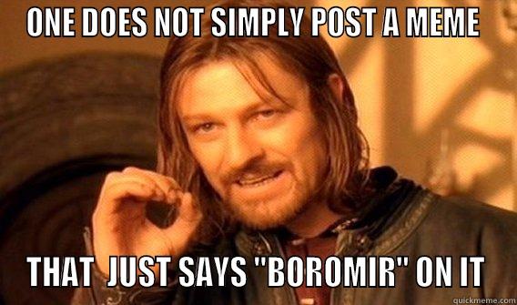 ONE DOES NOT SIMPLY POST A MEME  THAT  JUST SAYS 