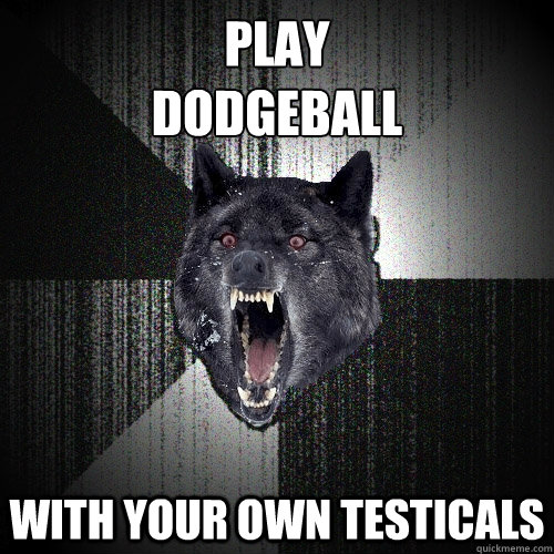 PLAY 
DODGEBALL WITH YOUR OWN TESTICALS  Insanity Wolf