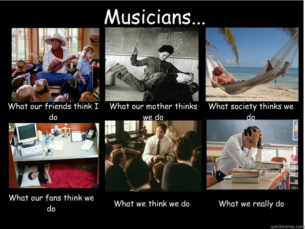 Musicians... What our friends think I do What our mother thinks we do What society thinks we do What our fans think we do What we think we do What we really do  What People Think I Do