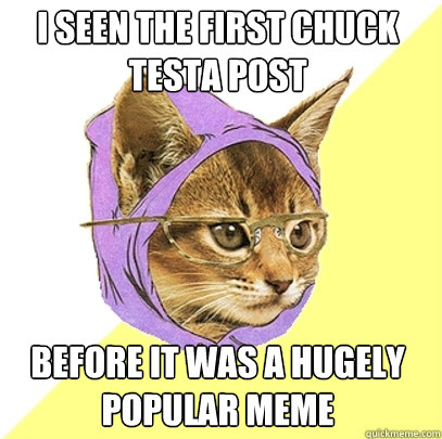 i seen the first chuck testa post before it was a hugely popular meme  Hipster Kitty