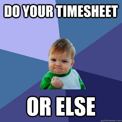 Do your timesheet Or else  Success Kid