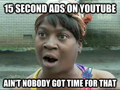 15 second ads on youtube Ain't Nobody Got Time For That  No Time Sweet Brown