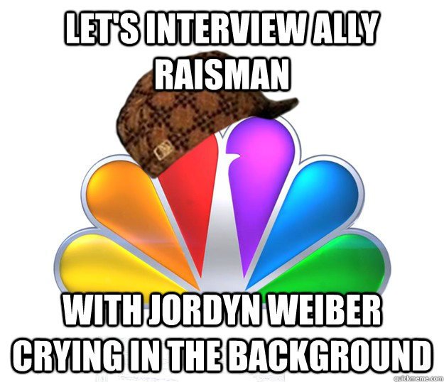 Let's interview Ally Raisman With Jordyn Weiber crying in the background  Scumbag NBC nbcfail