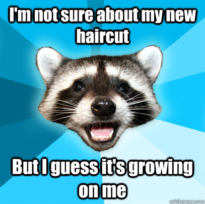 I'm not sure about my new haircut But I guess it's growing on me  Lame Pun Coon