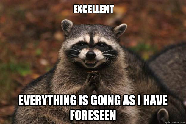 Excellent Everything is going as I have foreseen  Evil Plotting Raccoon