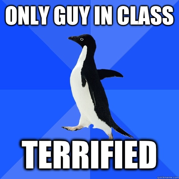 Only guy in class Terrified  Socially Awkward Penguin