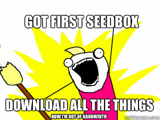 GOT FIRST SEEDBOX DOWNLOAD ALL THE THINGS NOW I'M OUT OF BANDWIDTH  All The Things