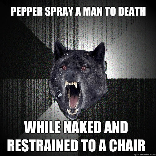 pepper spray a man to death while naked and restrained to a chair  Insanity Wolf