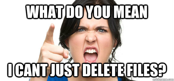 what do you mean i cant just delete files? - what do you mean i cant just delete files?  Angry Customer
