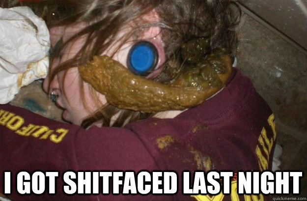 I got shitfaced last night  