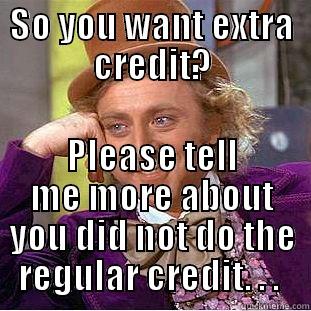 SO YOU WANT EXTRA CREDIT? PLEASE TELL ME MORE ABOUT YOU DID NOT DO THE REGULAR CREDIT. . .  Creepy Wonka