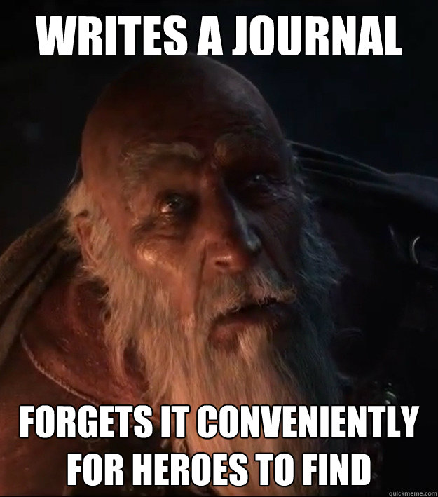 writes a journal forgets it conveniently for heroes to find - writes a journal forgets it conveniently for heroes to find  Good Guy Deckard