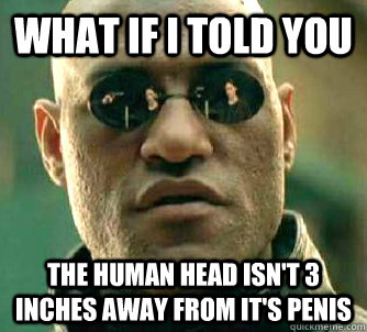 What if I told you the human head isn't 3 inches away from it's penis - What if I told you the human head isn't 3 inches away from it's penis  Matrix Morpheus