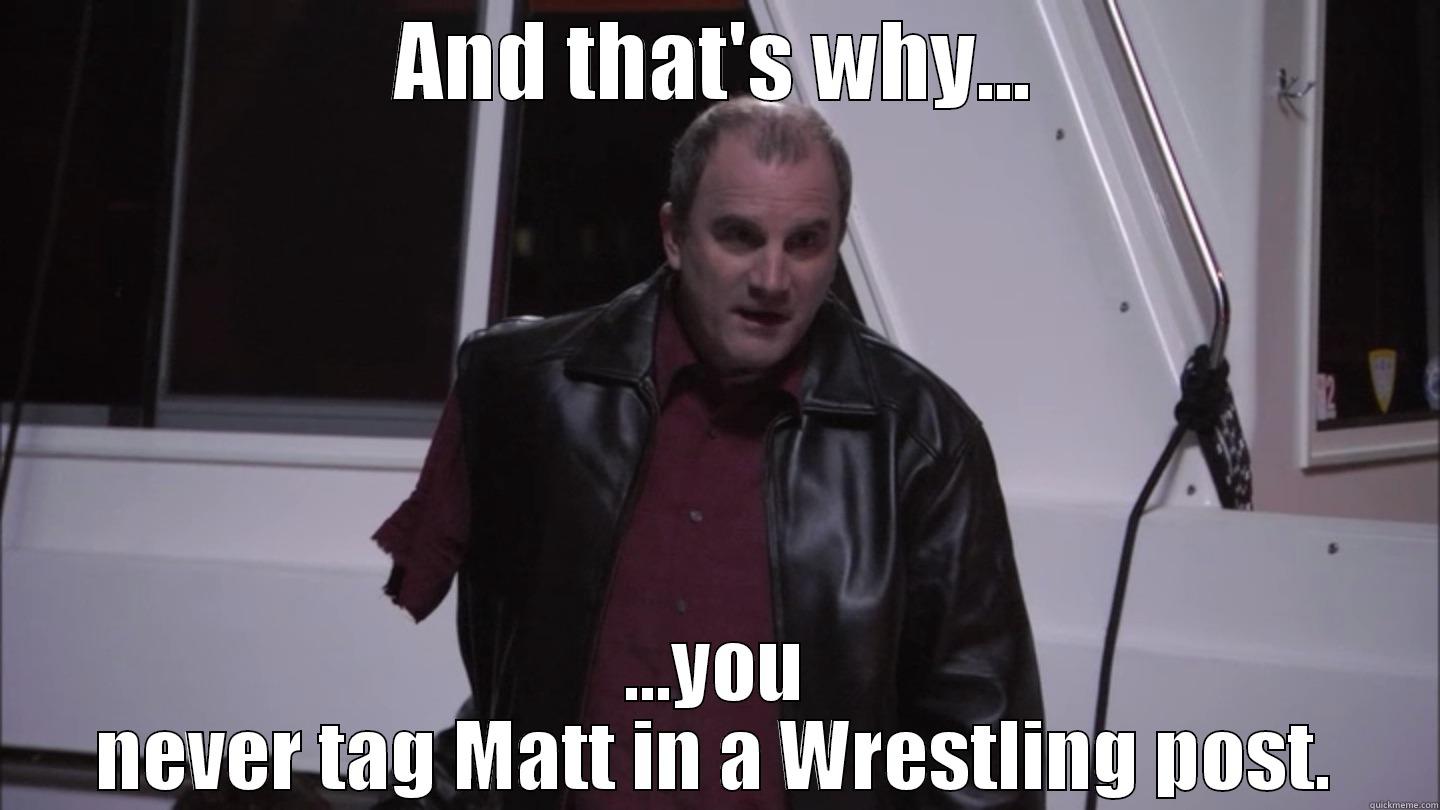 AND THAT'S WHY... ...YOU NEVER TAG MATT IN A WRESTLING POST. Misc