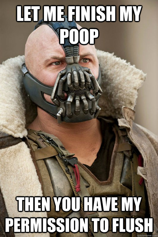 Let me finish my poop Then you have my permission to flush - Let me finish my poop Then you have my permission to flush  Bane