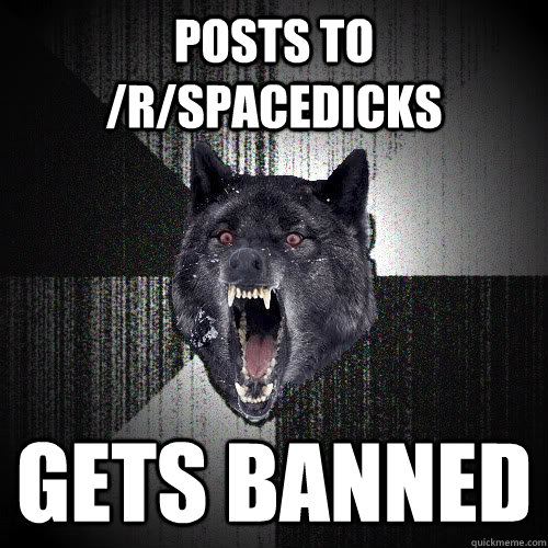 Posts to /r/spacedicks gets banned - Posts to /r/spacedicks gets banned  insanitywolf