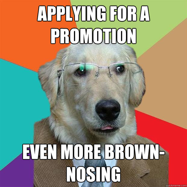 Applying for a promotion Even more brown-nosing  Business Dog