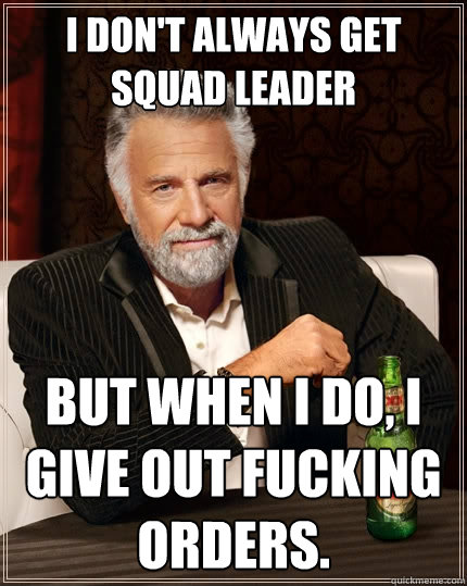 i don't always get squad leader But when I do, I give out fucking orders.  The Most Interesting Man In The World