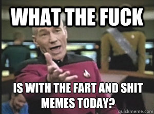 What the fuck is with the fart and shit memes today?  Annoyed Picard