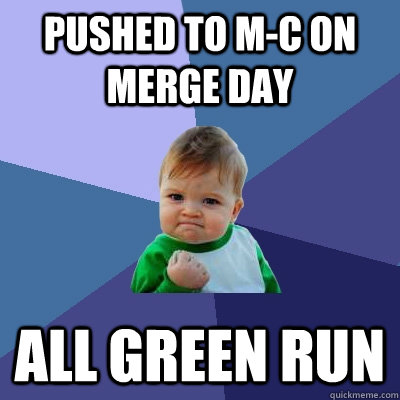 Pushed to m-c on merge day All green run  Success Kid