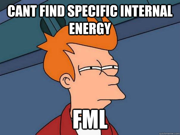 cant find specific internal energy FML  Futurama Fry